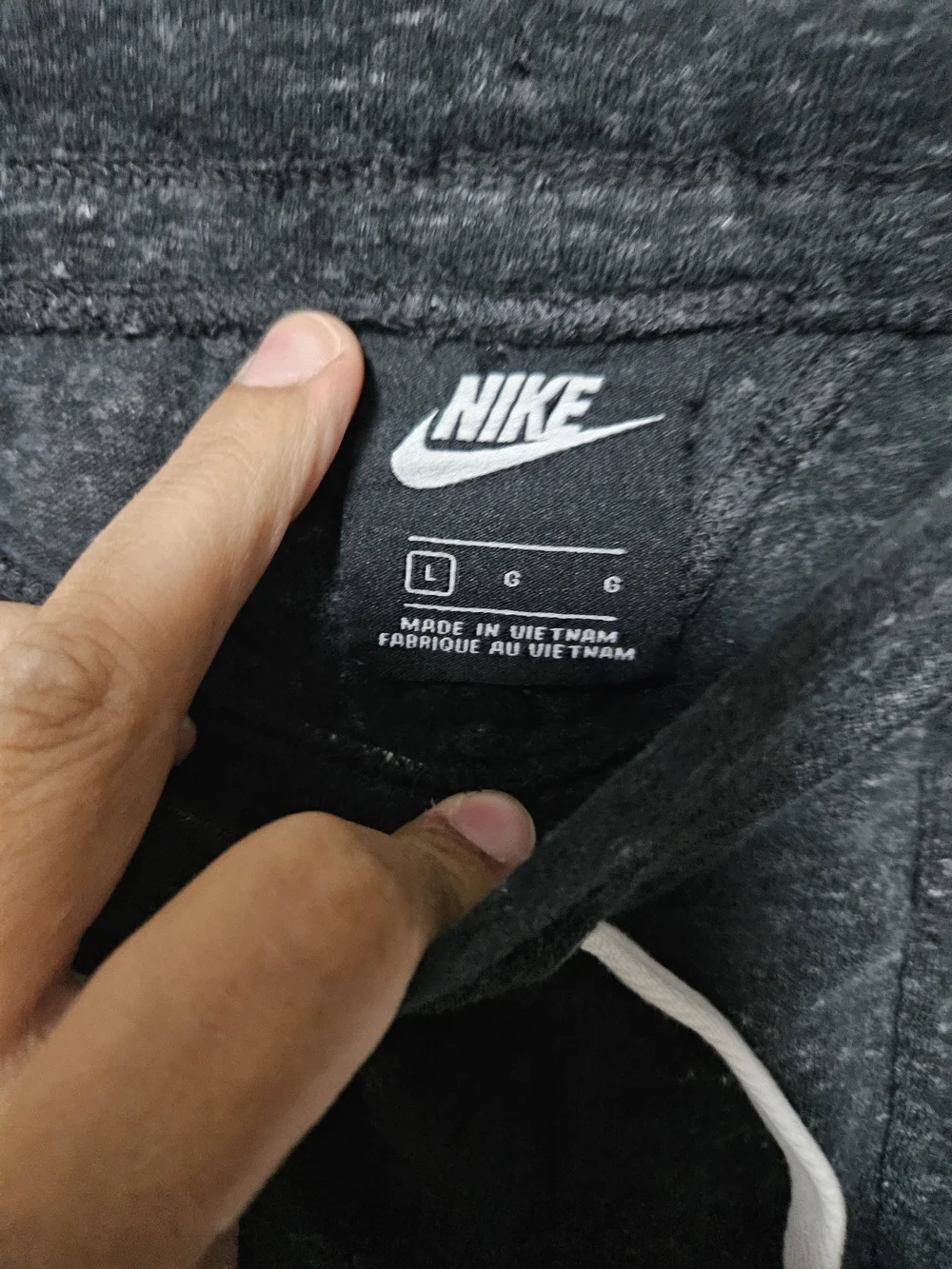 Nike Women's Black Heather Jogger Sweatpants with White Drawstring